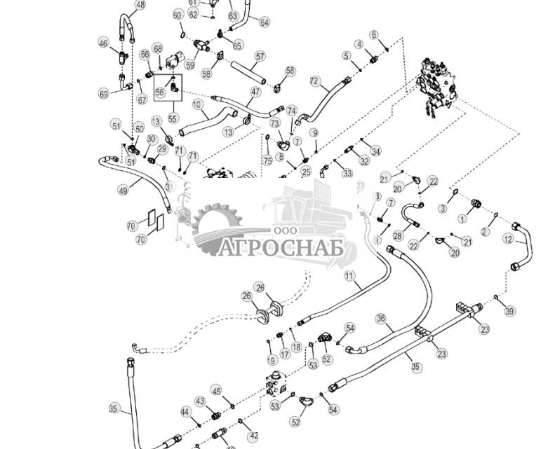 Трубопроводы главной гидросистемы (ЭГ управление, без байпасной линии) (двухскоростная) - ST254209 186.jpg